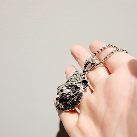 Brand New Tiger Head Silver Necklace - Picture 4 of 8